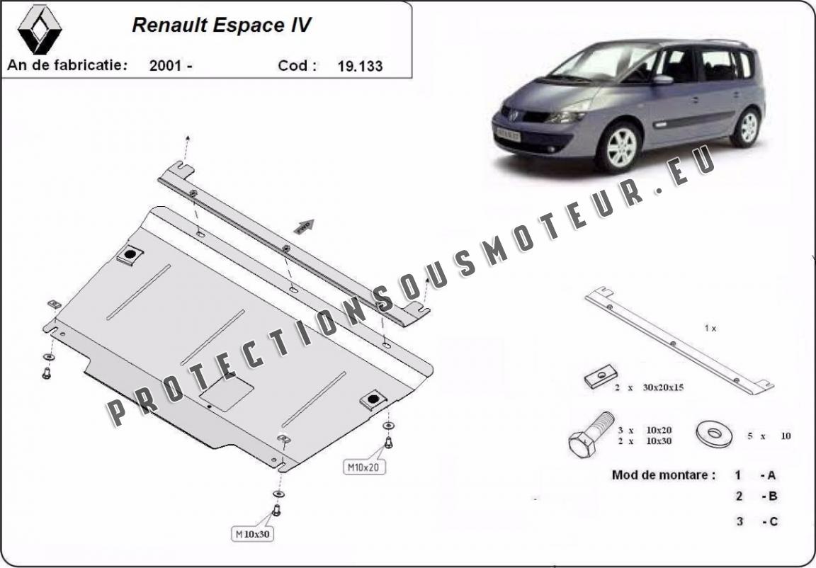 Cache sous moteur et de la boîte de vitesse Renault Espace 4