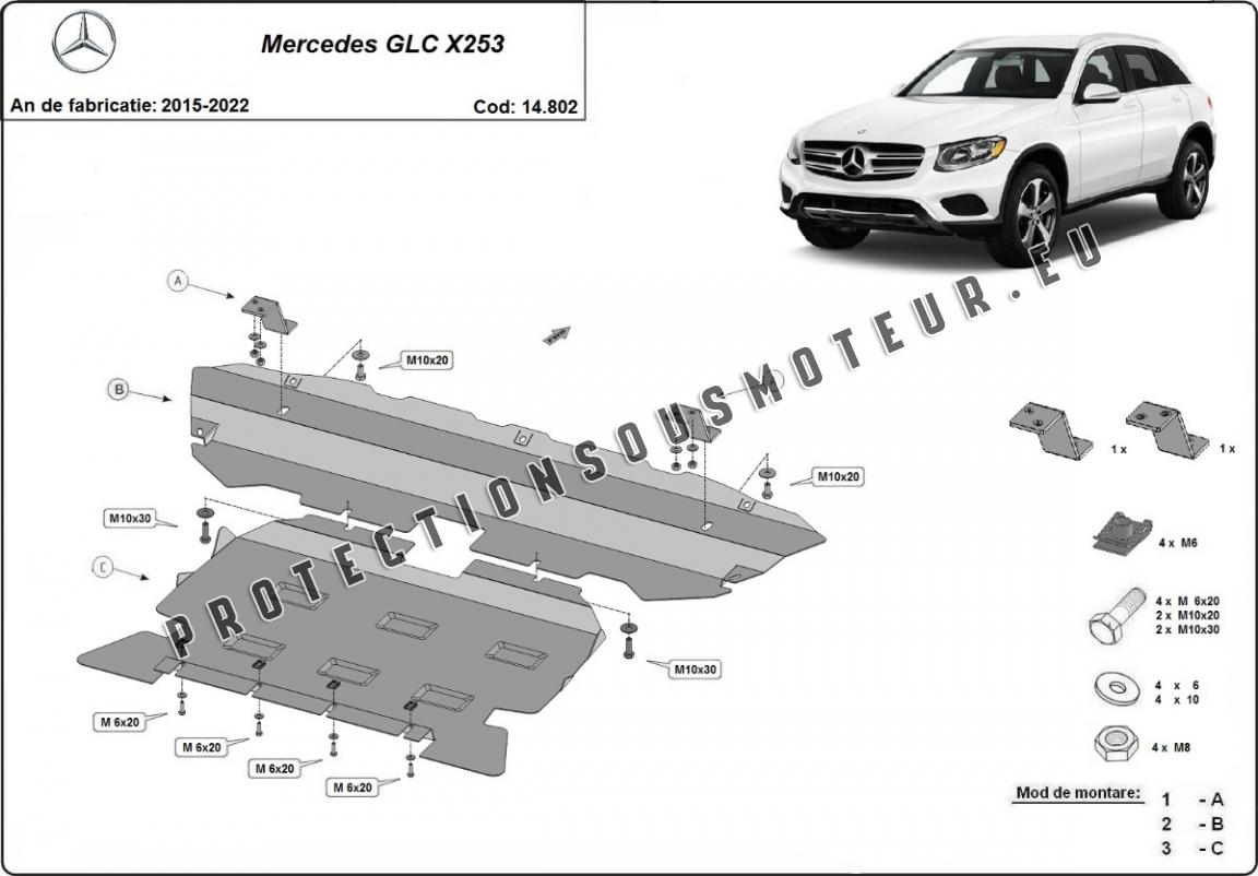 Cache d'échappement couvercle convient pour Mercedes GLC X253 en acier  inoxydabl