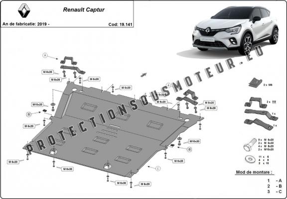 Cache sous moteur et de la boîte de vitesse Renault Captur